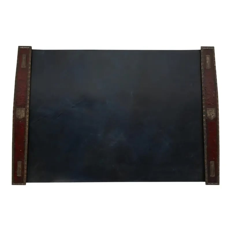 Tiffany Studios New York Heraldic Bronze Blotter Ends With Leather Desk Blotter (1 of 12)