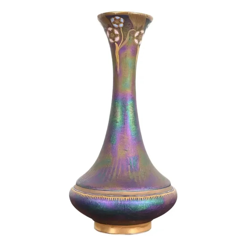 Carlsbad Austrian Art Nouveau Porcelain Iridesecent Vase, Late 19th Century (1 of 12)