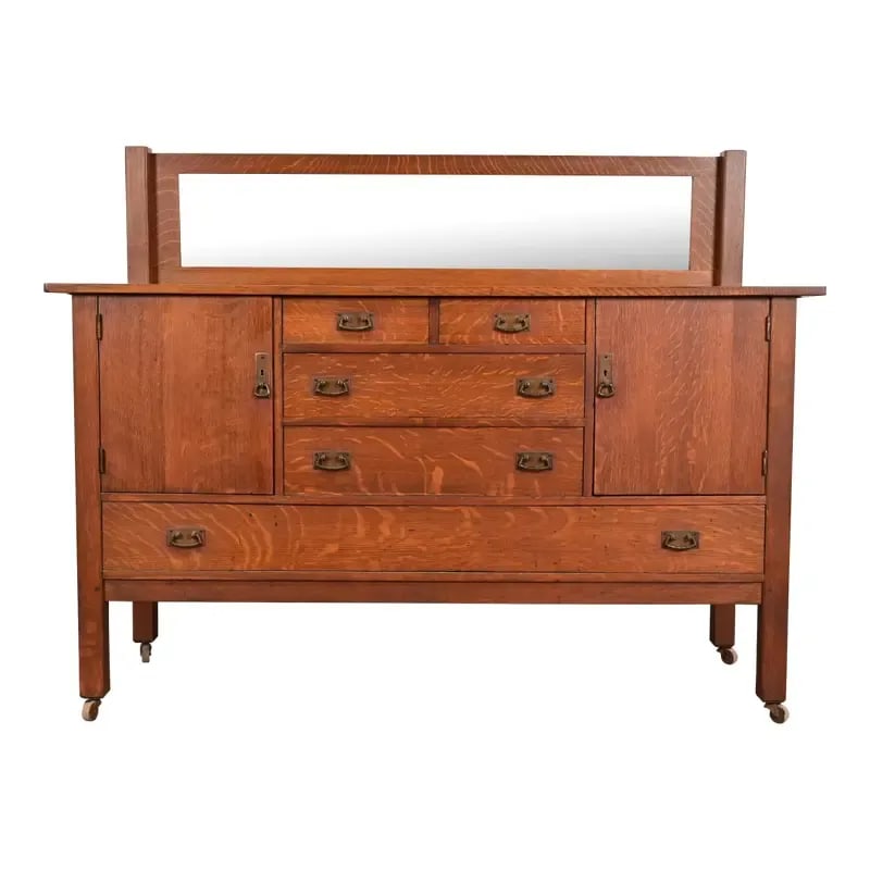L. & J. G. Stickley Antique Mission Oak Arts & Crafts Sideboard, Circa 1910 (1 of 13)