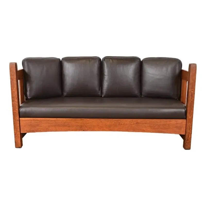 L. & J. G. Stickley Antique Mission Oak Arts & Crafts Settle Sofa, Circa 1910 (1 of 13)