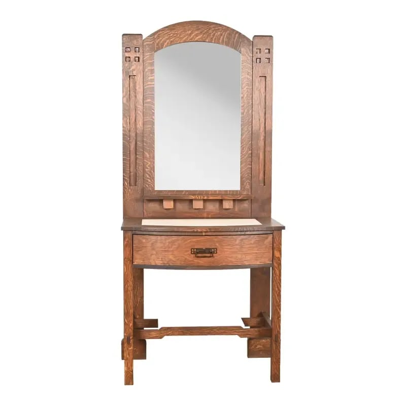 Stickley Style Mission Oak Arts & Crafts Dressing Table With Mirror (1 of 10)