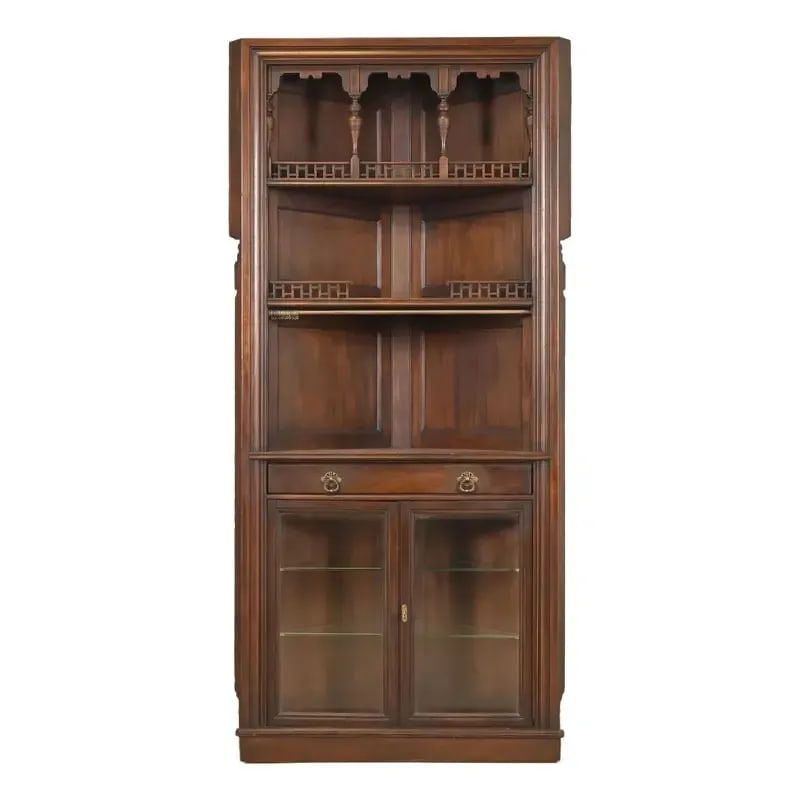 Signed Herter Brothers Eastlake Victorian Carved Mahogany Corner Cabinet, Circa 1890s (1 of 12)
