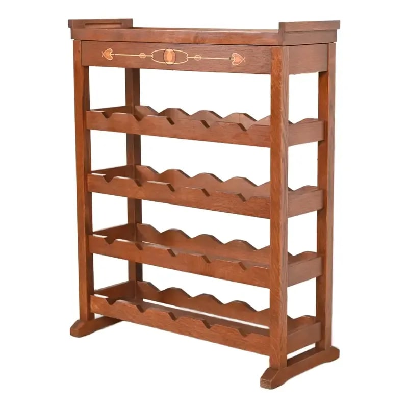 Stickley Harvey Ellis Collection Arts & Crafts Inlaid Oak 20-Bottle Wine Rack (1 of 12)