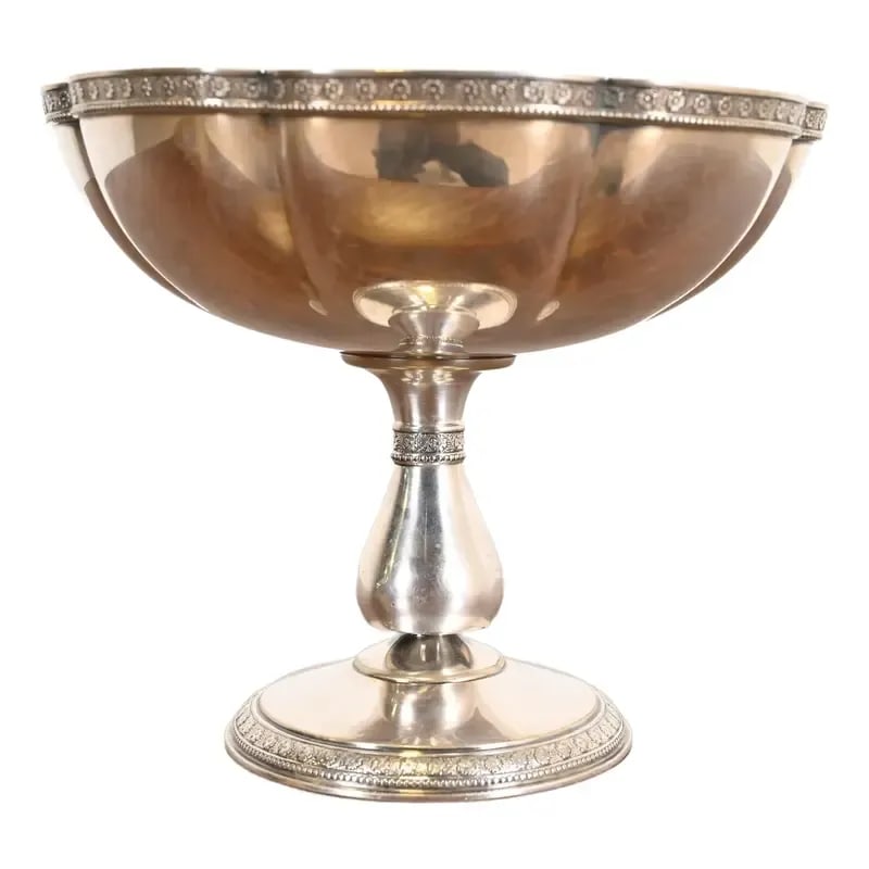 Tiffany & Co. Antique Silver Pedestal Fruit Bowl or Center Bowl: A gorgeous antique silver soldered pedestal fruit bowl or center bowl By Tiffany & Co. (signed to the underside) USA, Late 19th Century Measures: 8.5"W x 8.5"D x 7.5"H. Good original vintage condition