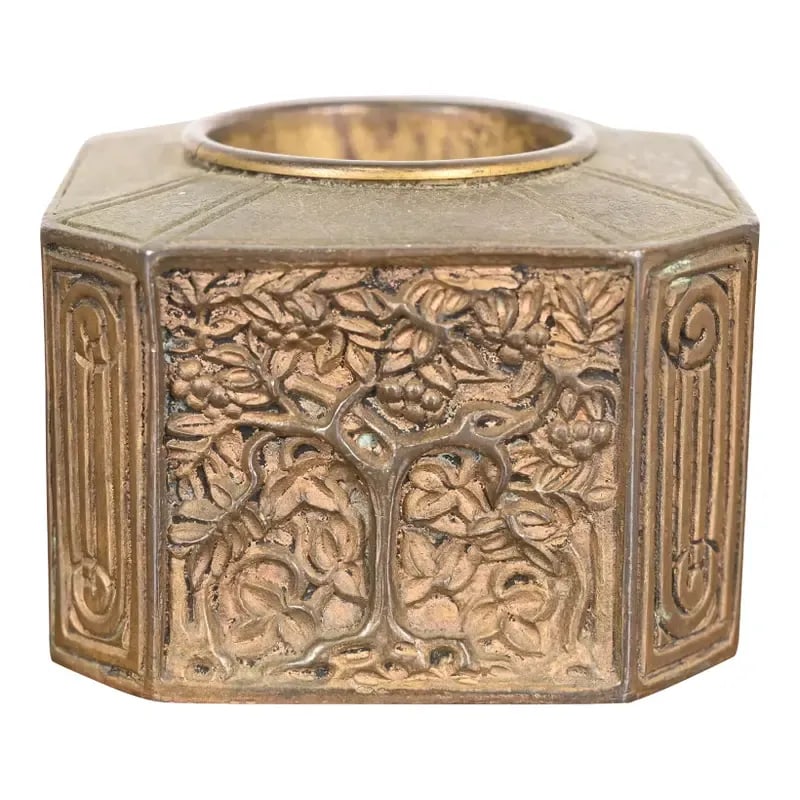 Tiffany Studios New York Bookmark Pattern Bronze Pen Brush Holder (1 of 12)