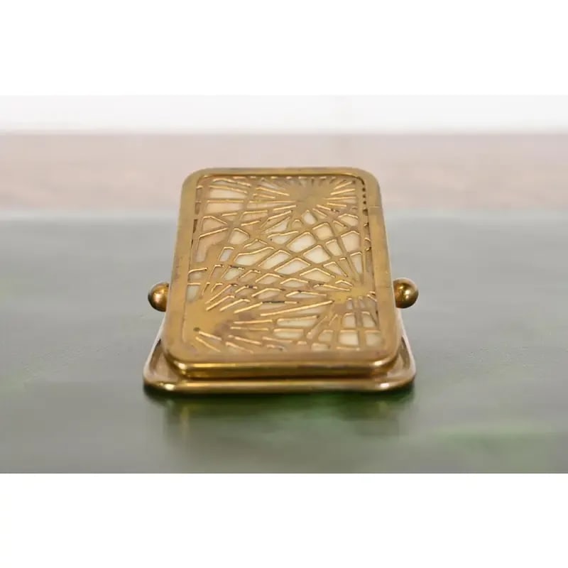 Tiffany Studios New York Pine Needle Bronze Doré and Slag Glass Eight-Piece Desk Set, Circa 1910 - 10