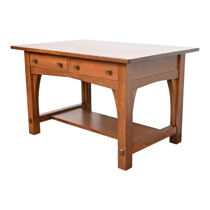 Limbert Antique Mission Oak Arts & Crafts Desk or Library Table, Newly Refinished (1 of 12)