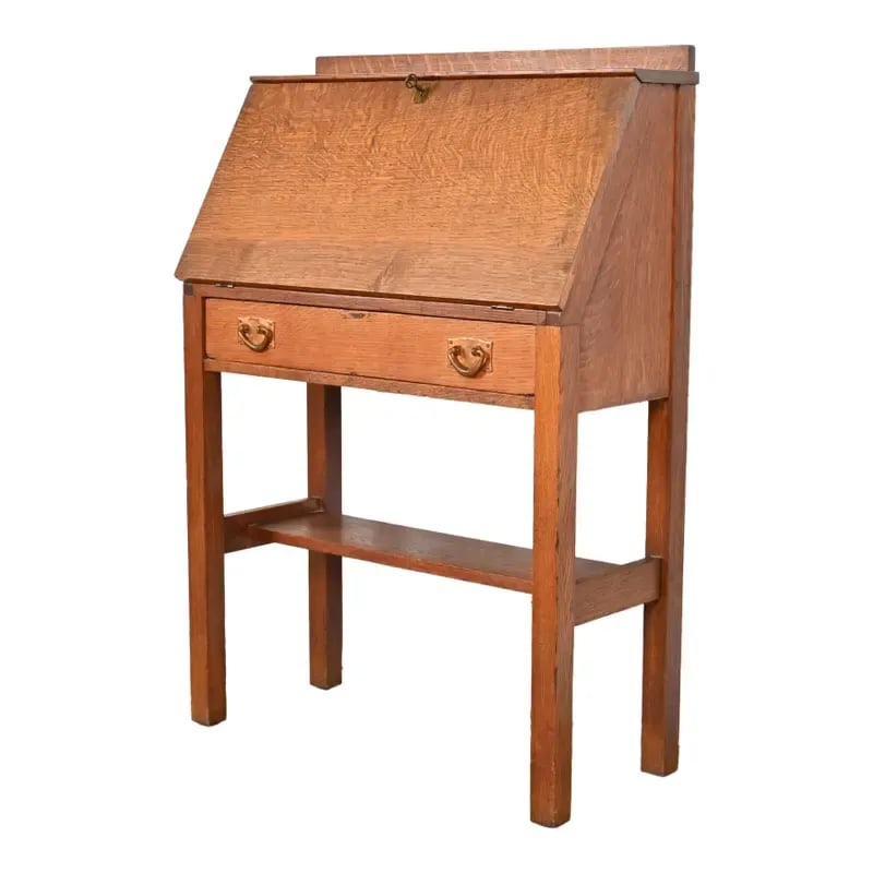 Gustav Stickley Antique Mission Oak Arts & Crafts Drop Front Secretary Desk, Circa 1900 (1 of 12)