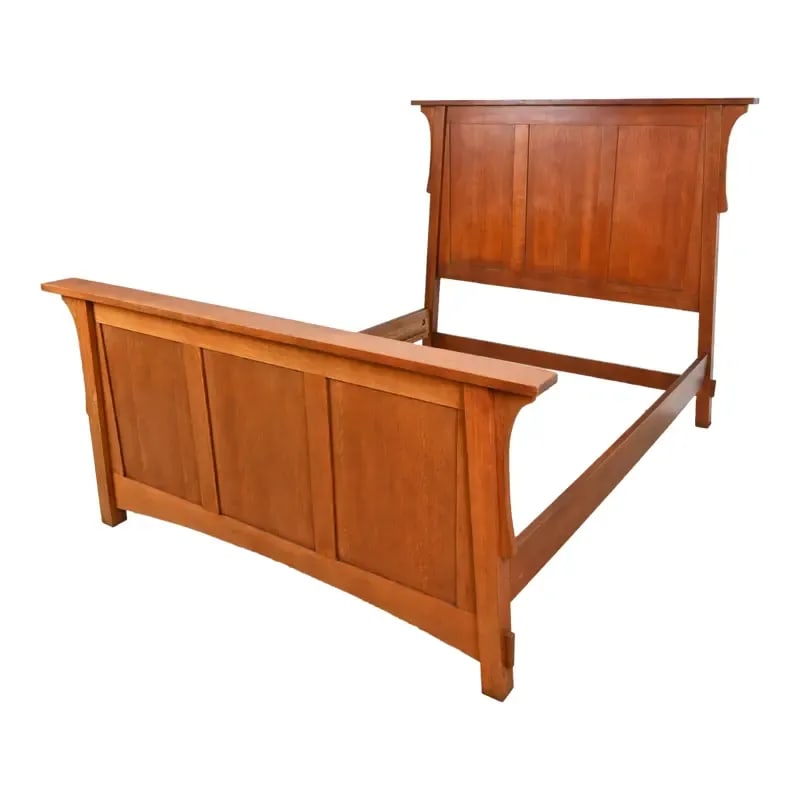 Stickley Style Mission Oak Arts & Crafts Queen Size Bed (1 of 9)