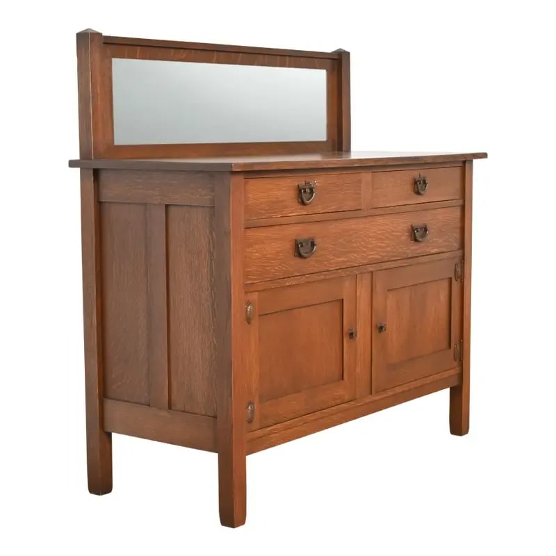 Stickley Brothers Antique Mission Oak Arts & Crafts Sideboard or Bar Cabinet, Circa 1900 (1 of 12)