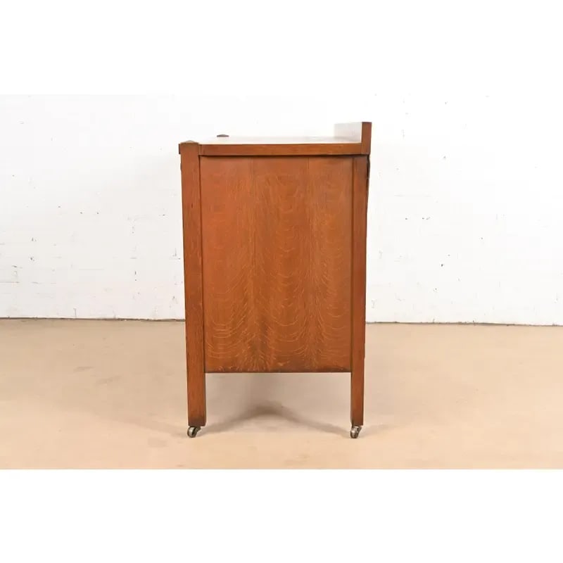 Stickley Brothers Style Antique Mission Tiger Oak Arts & Crafts Sideboard or Bar Cabinet, Circa 1900 - 10