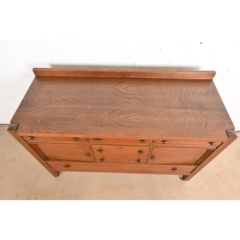 Stickley Brothers Style Antique Mission Tiger Oak Arts & Crafts Sideboard or Bar Cabinet, Circa 1900 - 9