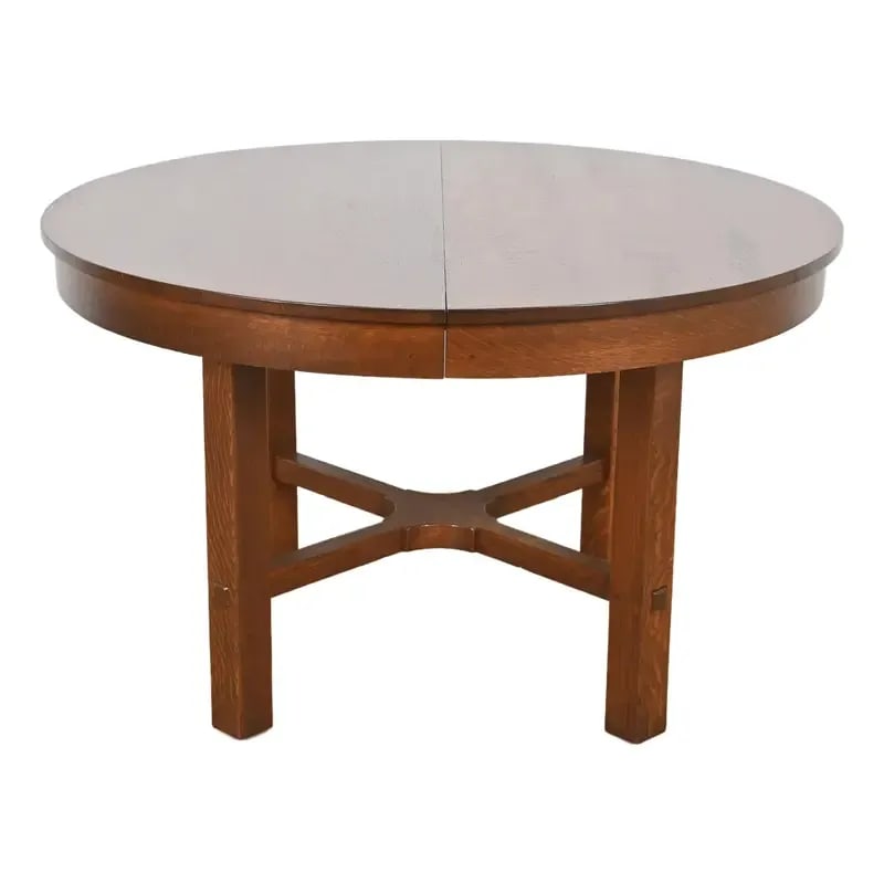 Stickley Antique Mission Oak Arts & Crafts Extension Dining Table, Newly Refinished (1 of 11)