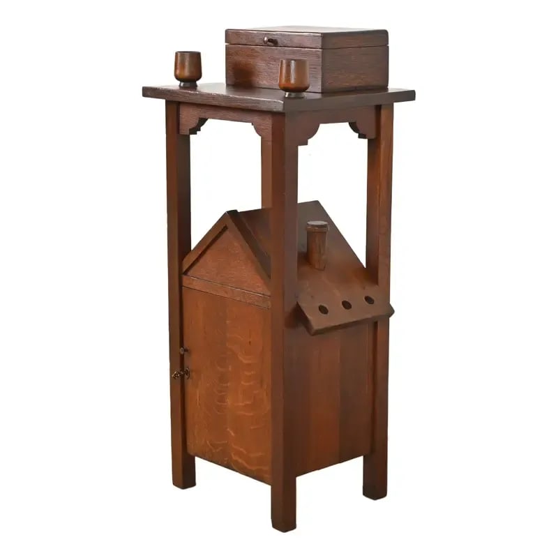 Stickley Brothers Style Antique Mission Oak Arts & Crafts Smoker's Stand, Circa 1910 (1 of 12)