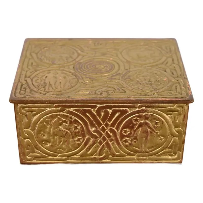 Tiffany Studios New York Zodiac Pattern Bronze Doré Box (1 of 12)