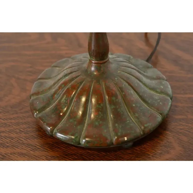 Tiffany Studios New York Bronze Harp Favrile Iridescent Art Glass Desk Lamp - 9