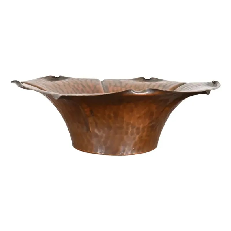 Roycroft Style Arts & Crafts Flower Form Hammered Copper Fruit Bowl or Center Bowl (1 of 10)