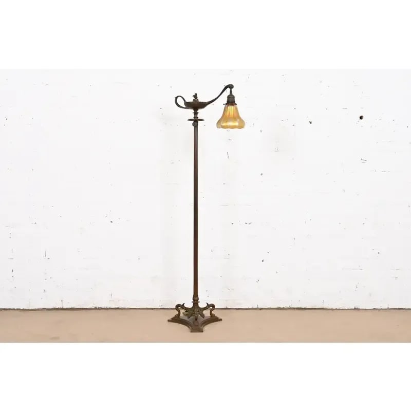 Tiffany Studios New York Aladdin Bronze and Favrile Glass Floor Lamp - 12