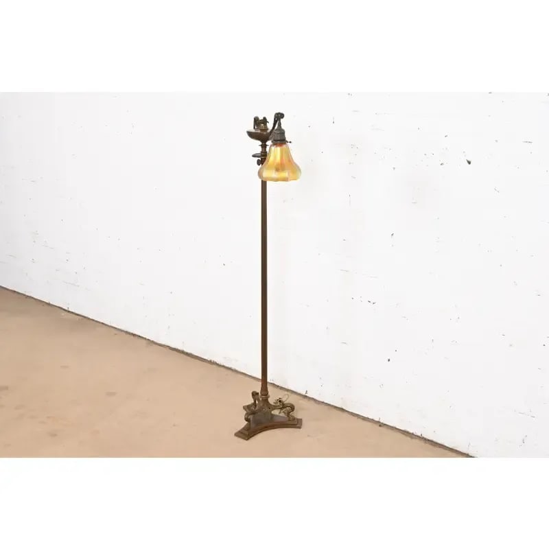 Tiffany Studios New York Aladdin Bronze and Favrile Glass Floor Lamp - 2