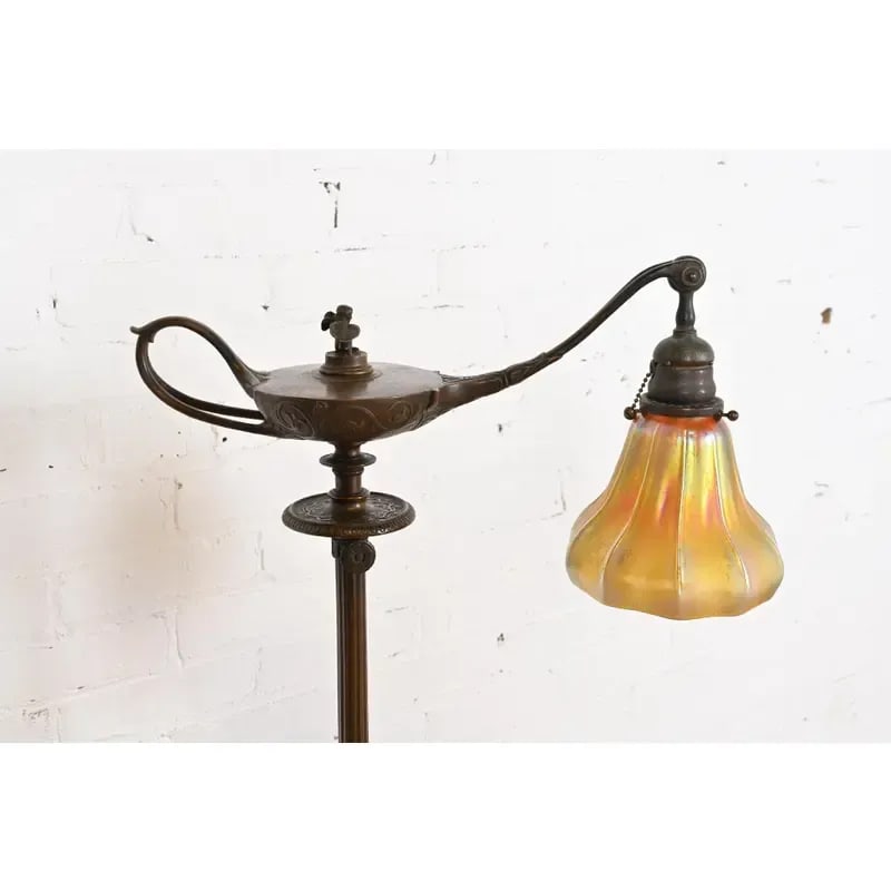 Tiffany Studios New York Aladdin Bronze and Favrile Glass Floor Lamp - 3