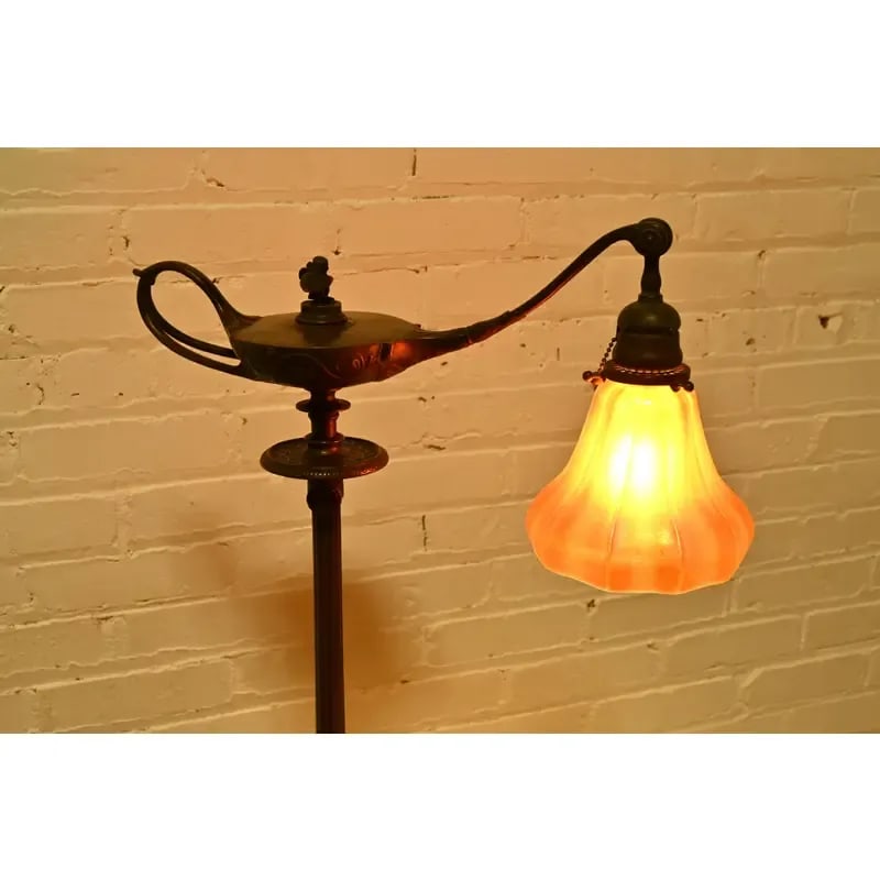 Tiffany Studios New York Aladdin Bronze and Favrile Glass Floor Lamp - 8