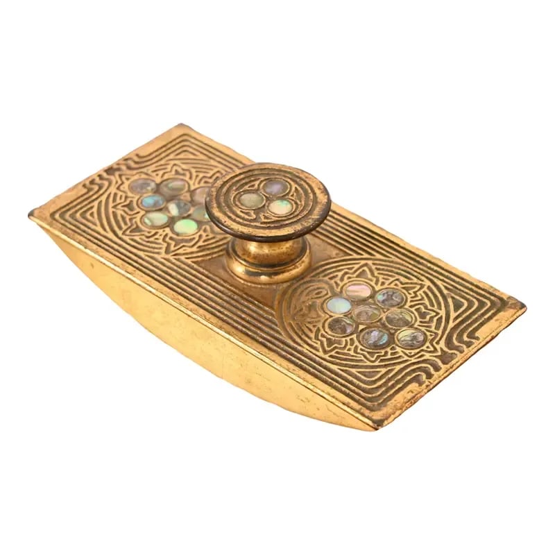 Tiffany Studios New York Bronze Doré and Abalone Rocker Blotter (1 of 12)
