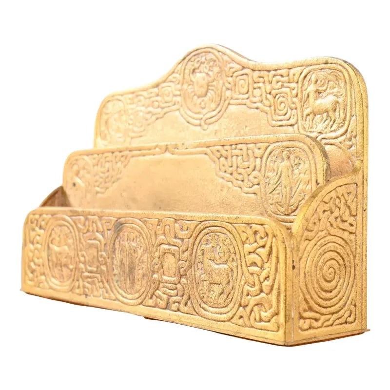 Tiffany Studios New York Zodiac Pattern Bronze Doré Letter Rack (1 of 12)