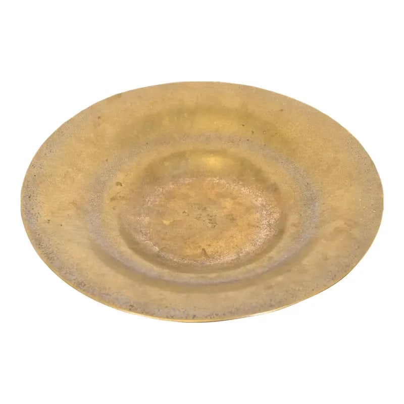 Tiffany Studios New York Bronze Doré Bowl: A gorgeous Arts & Crafts period bronze doré bowl By Tiffany Studios New York, USA, Early 20th Century Measures: 9"W x 9"D x 1.5"H. Good original vintage condition, with beautiful patina. See less