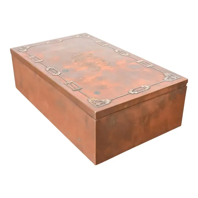 Heintz Arts & Crafts Sterling Silver on Bronze Humidor Cigar Box (1 of 12)