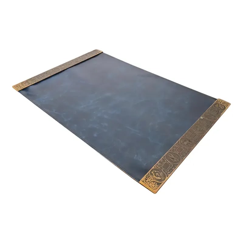 Tiffany Studios New York Zodiac Bronze Blotter Ends With Leather Desk Blotter (1 of 12)
