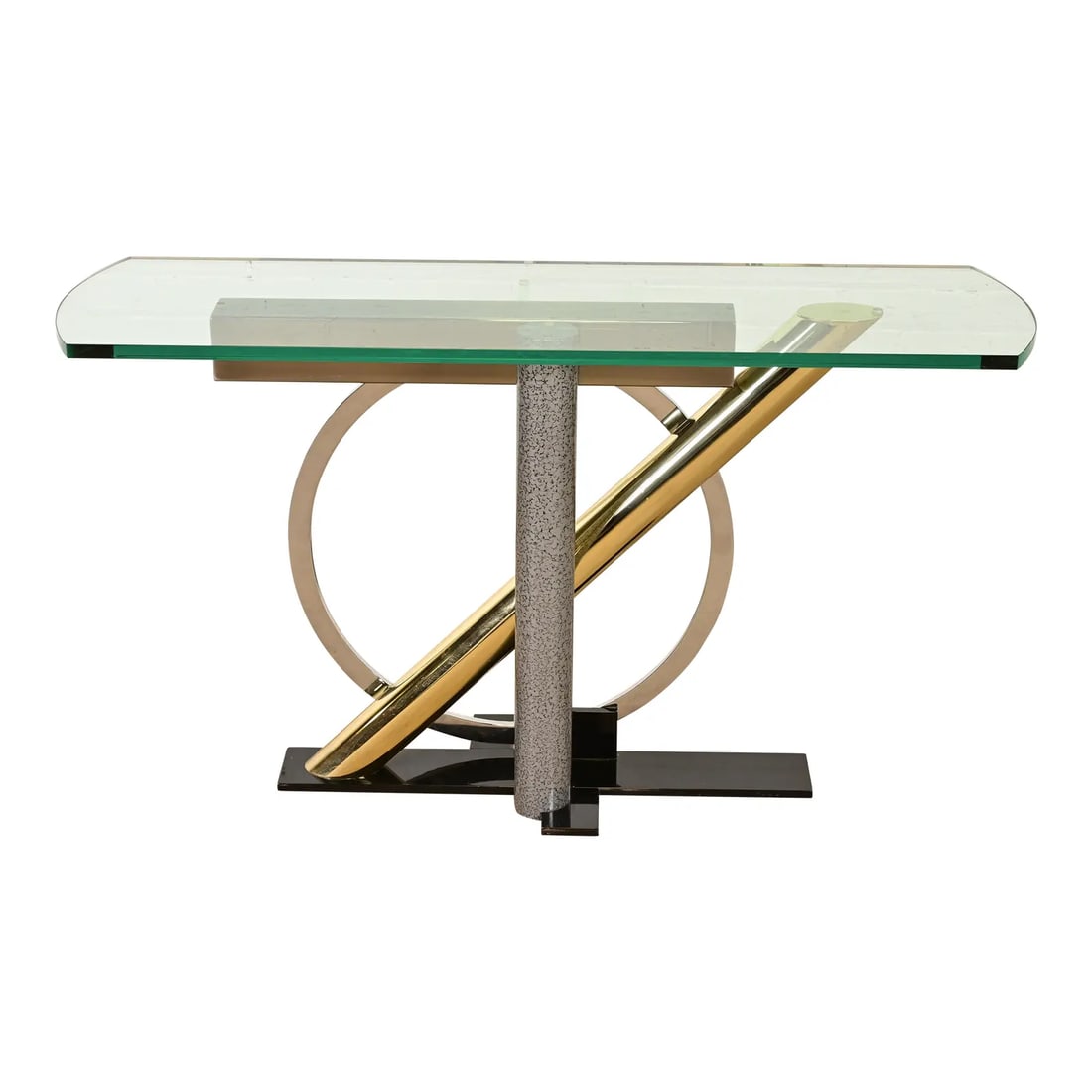 Kaizo Oto for Design Institute of America Postmodern Sculptural Steel and Brass Console Table (1 of 10)