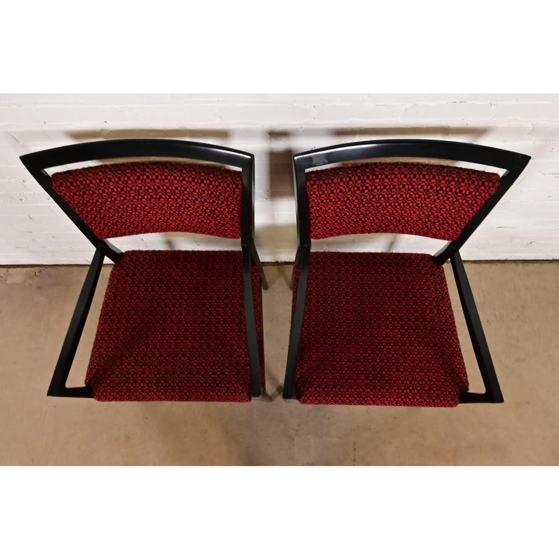 Paul McCobb Connoisseur Collection Black Lacquered Mahogany and Brass Armchairs, Pair - 5