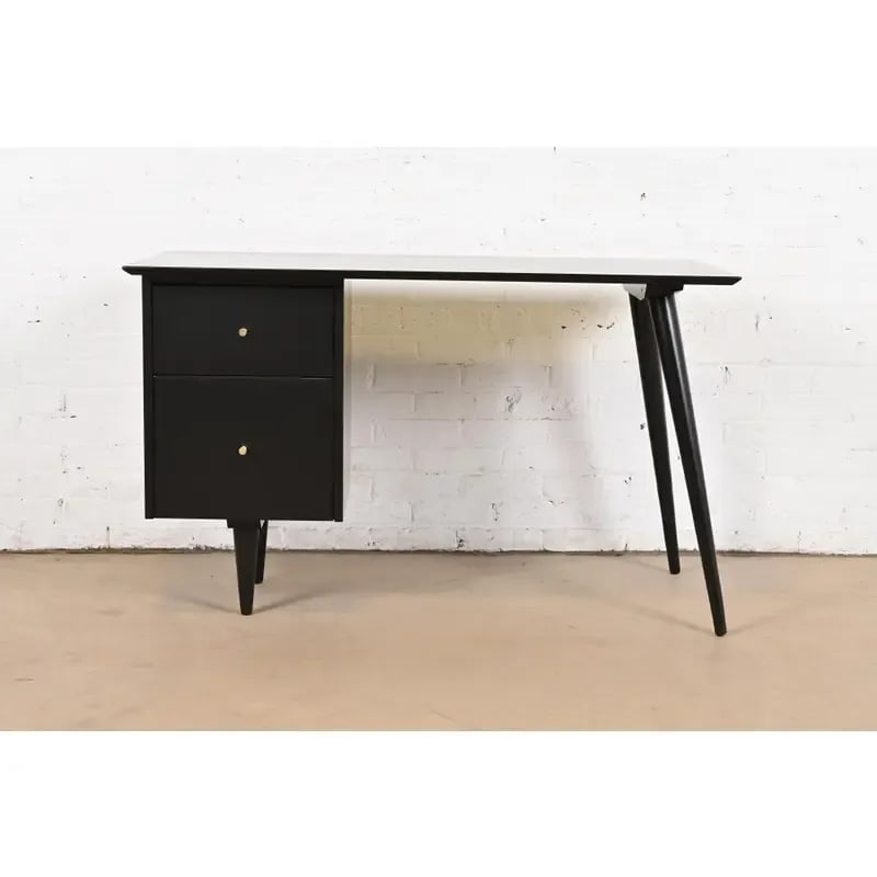 Paul McCobb Planner Group Mid-Century Modern Black Lacquered Writing Desk, Newly Refinished - 3