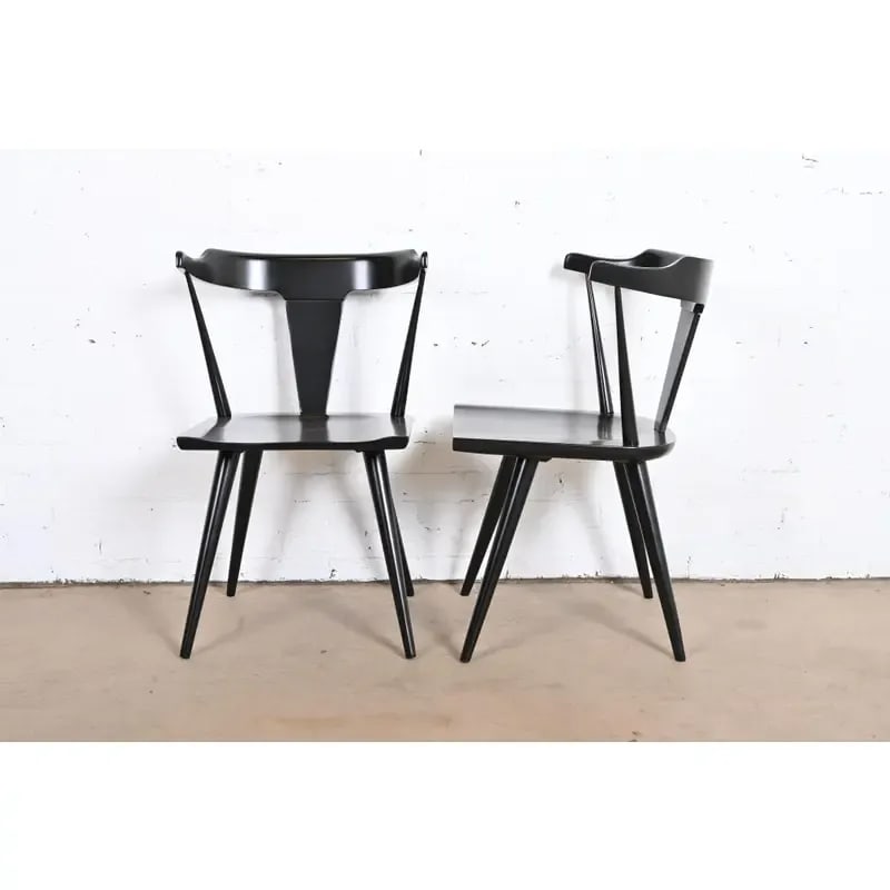 Paul McCobb Planner Group Black Lacquered T-Back Dining Chairs, Set of Eight - 8