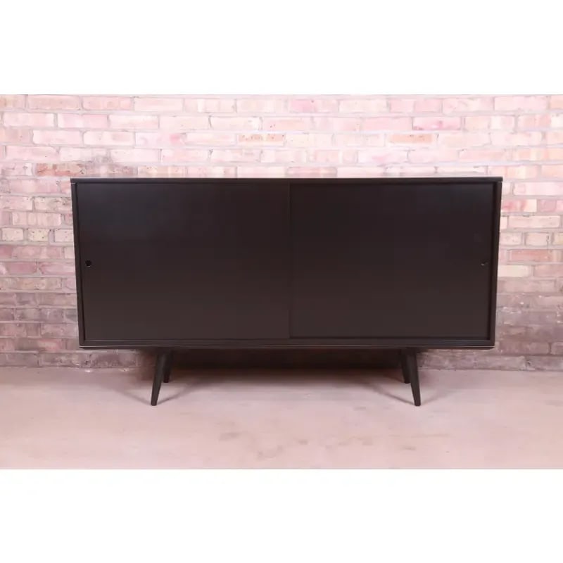 Paul McCobb Planner Group Mid-Century Modern Black Lacquered Sideboard Credenza, Newly Refinished - 4