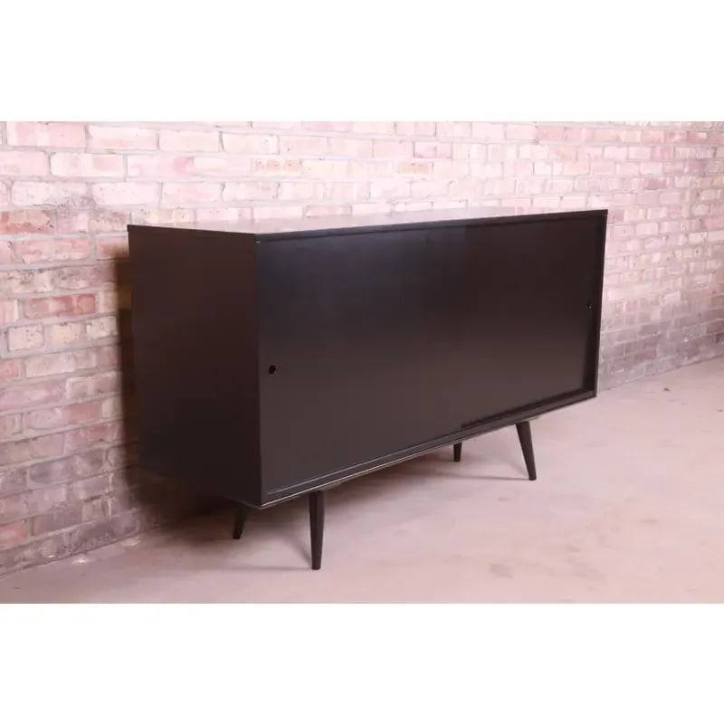 Paul McCobb Planner Group Mid-Century Modern Black Lacquered Sideboard Credenza, Newly Refinished - 5