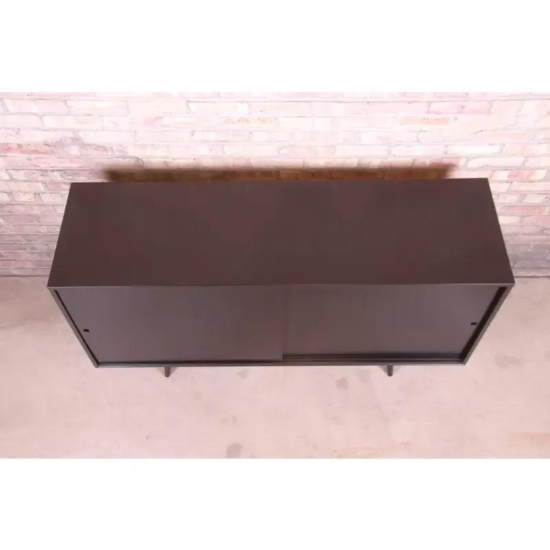 Paul McCobb Planner Group Mid-Century Modern Black Lacquered Sideboard Credenza, Newly Refinished - 6