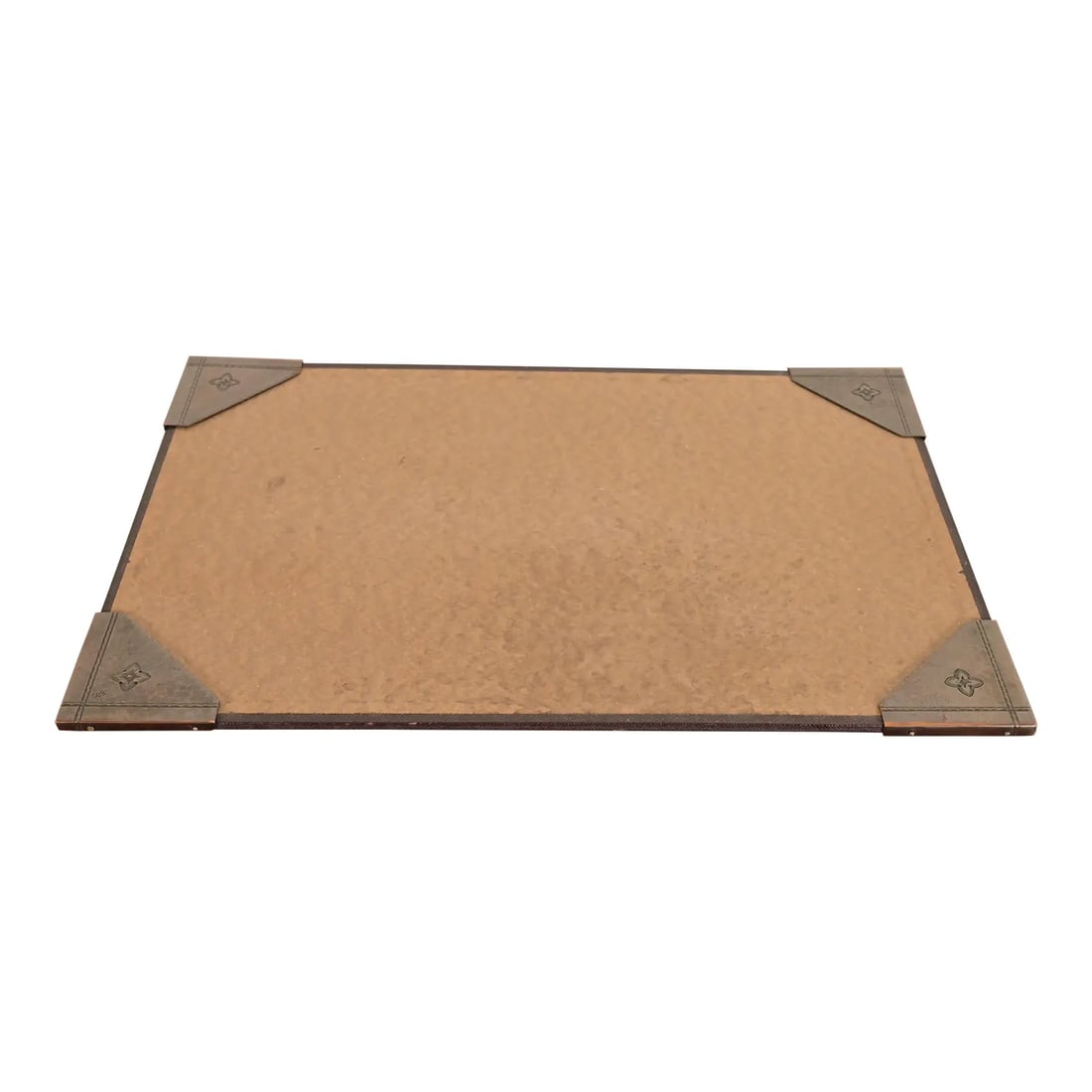 Roycroft Arts & Crafts Hammered Copper Quatrefoil Blotter Corners With Desk Blotter (1 of 11)