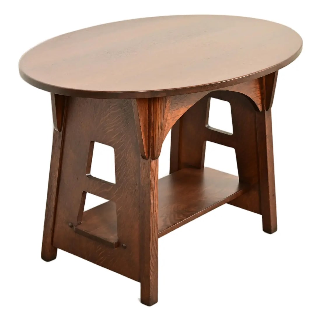 Limbert Antique Mission Oak Arts & Crafts Oval Cutout Center Table or Library Table (1 of 11)