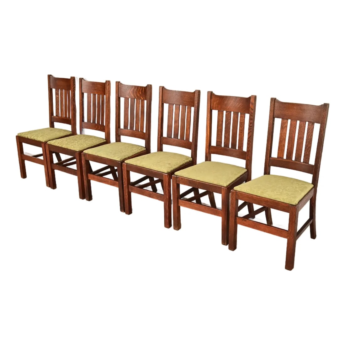 Stickley Brothers Style Antique Mission Oak Arts & Crafts Dining Chairs, Set of Six (1 of 13)