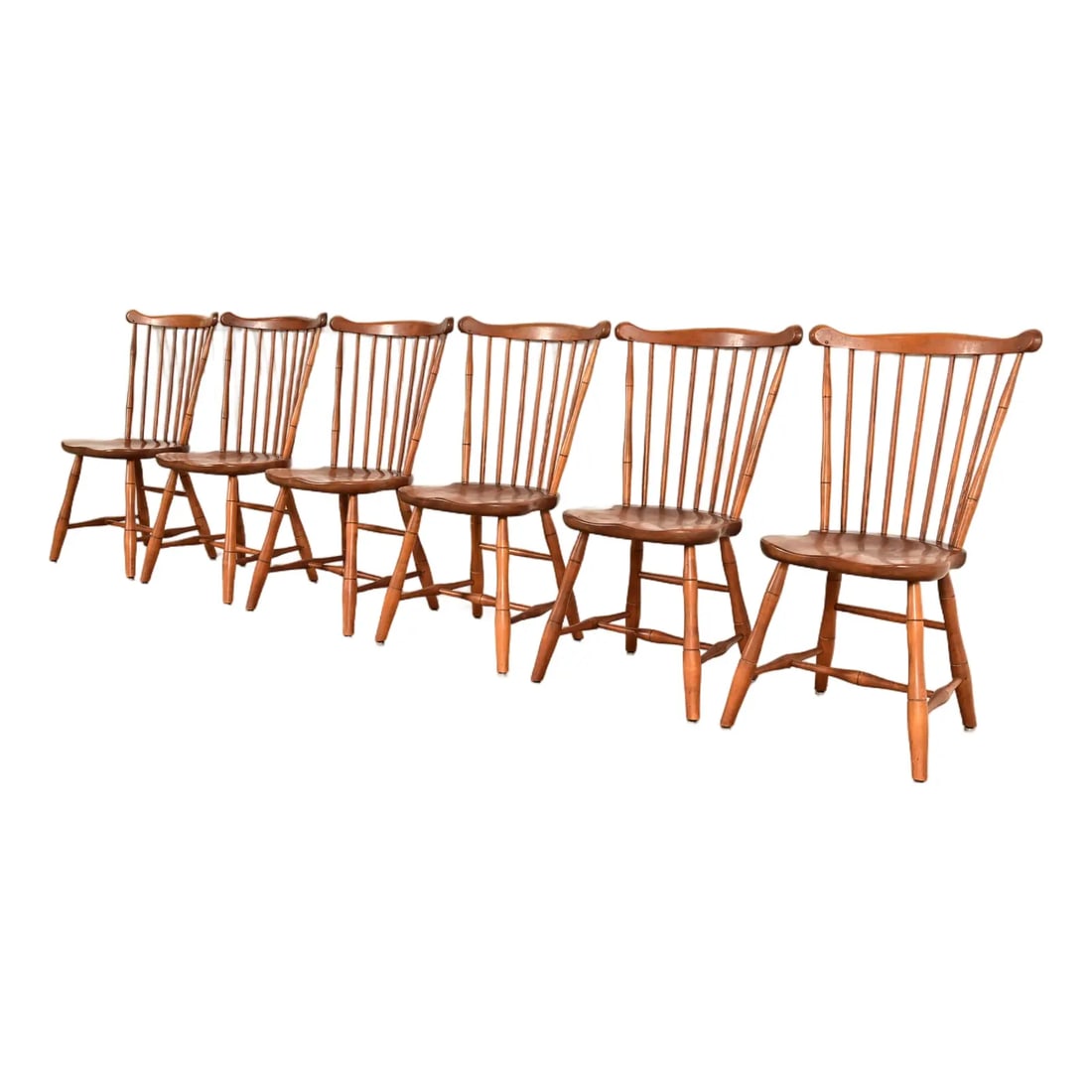 L. & J. G. Stickley American Colonial Solid Cherry Wood Spindle Back Windsor Dining Chairs (1 of 15)