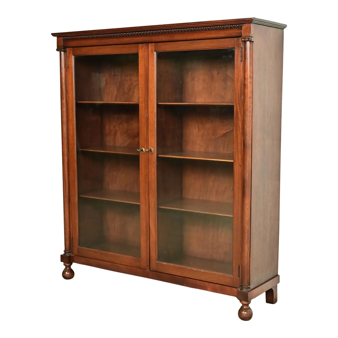 R. J. Horner Style Antique American Empire Carved Mahogany Glass Front Double Bookcase, Circa 1890s (1 of 13)