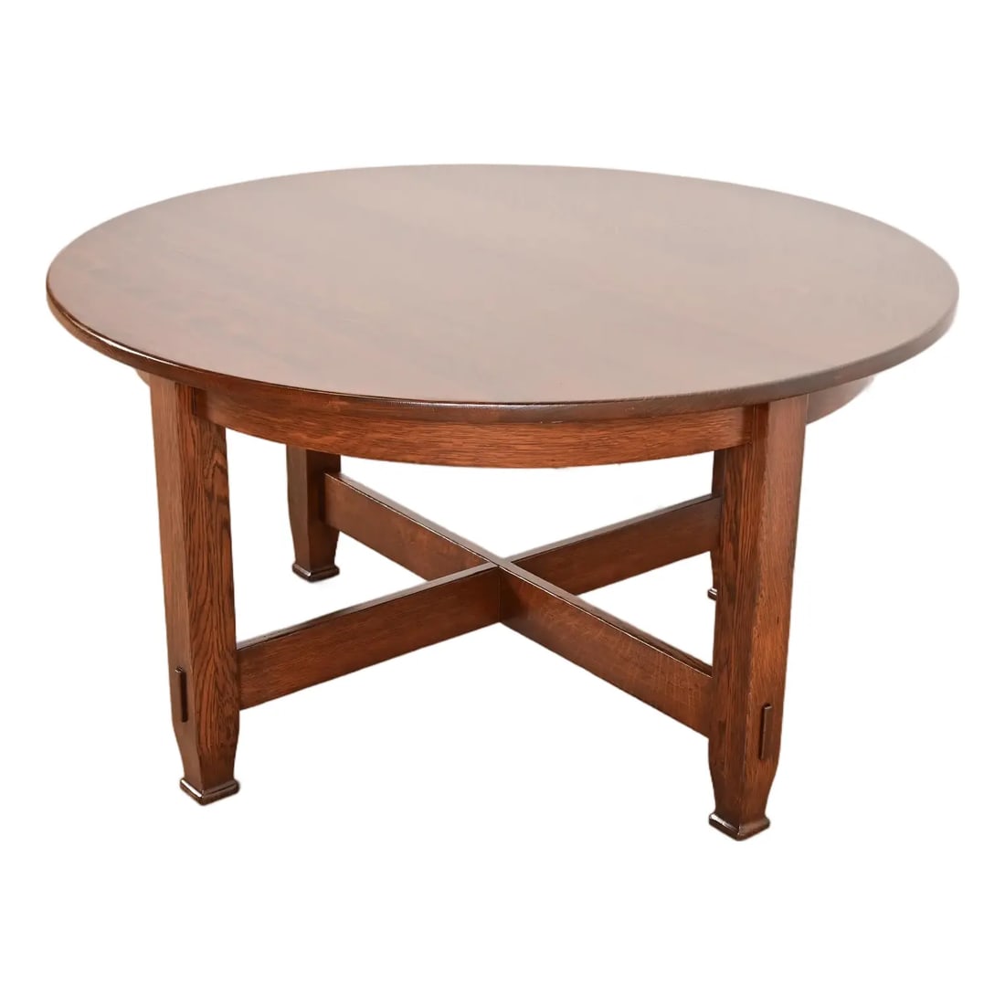 Stickley Brothers Antique Mission Oak Arts & Crafts Round Dining Table, Newly Refinished (1 of 10)