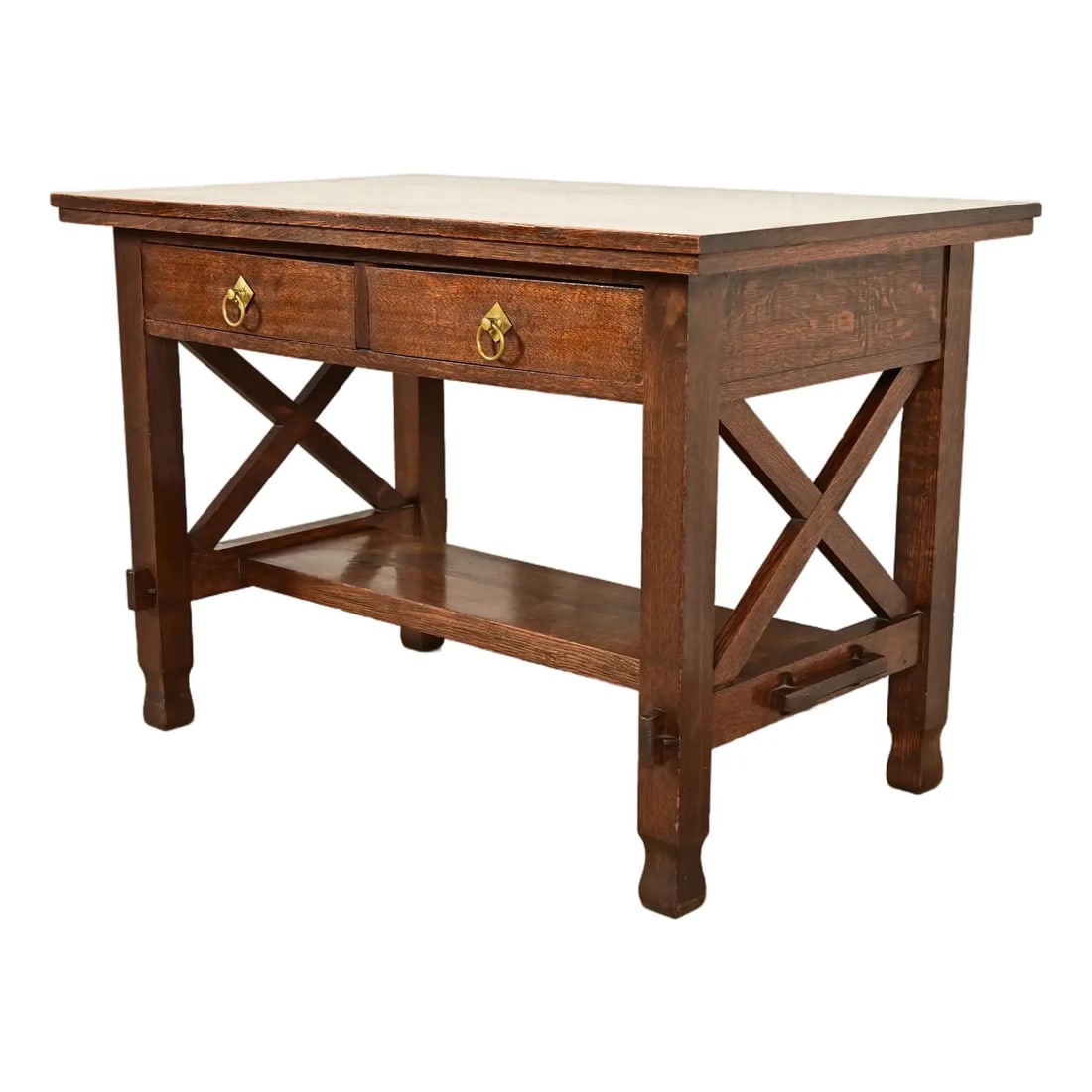 Stickley Brothers Style Antique Mission Oak Arts & Crafts Desk or Writing Table, Circa 1910 (1 of 11)