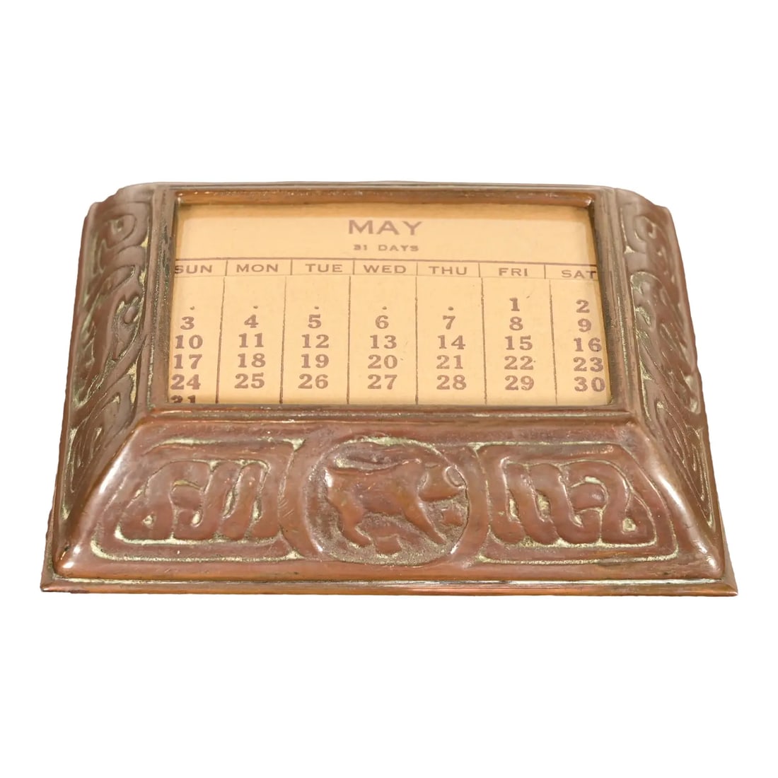 Tiffany Studios New York Zodiac Pattern Bronze Desk Calendar Holder or Picture Frame (1 of 16)