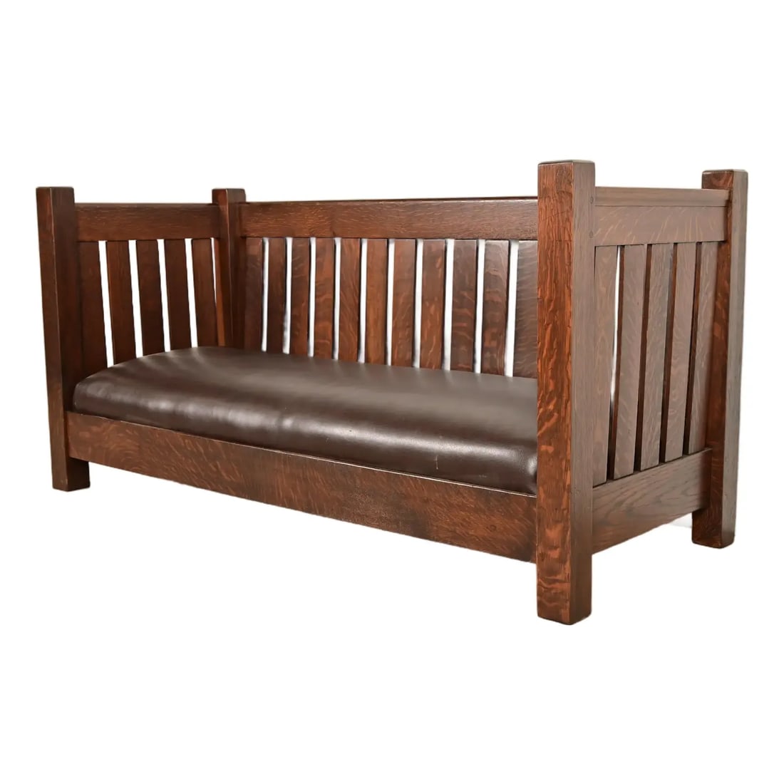 L. & J. G. Stickley Antique Mission Oak Arts & Crafts Settle Sofa or Bench, Newly Refinished (1 of 9)
