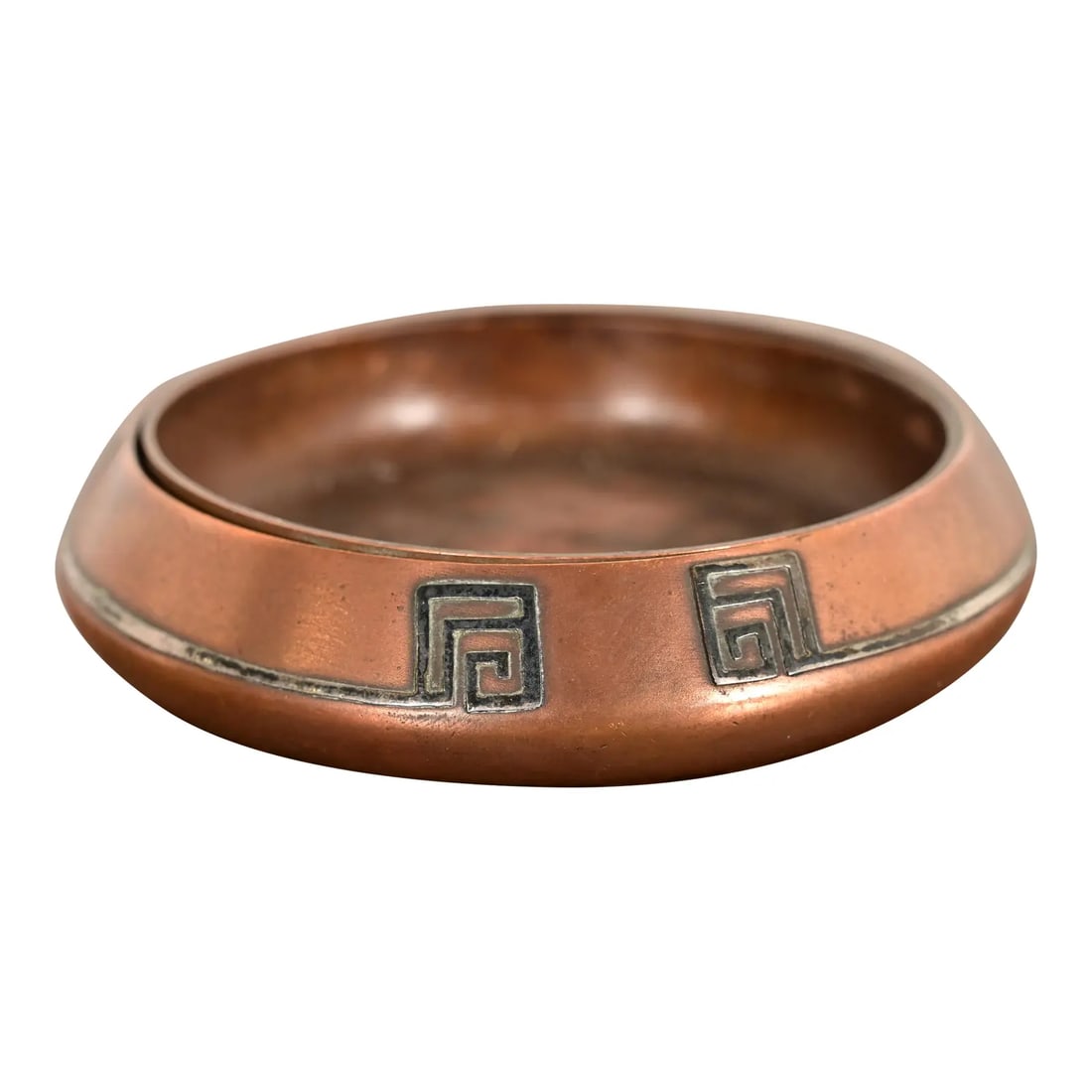 Heintz Arts & Crafts Sterling Silver on Bronze Ashtray or Catchall (1 of 10)