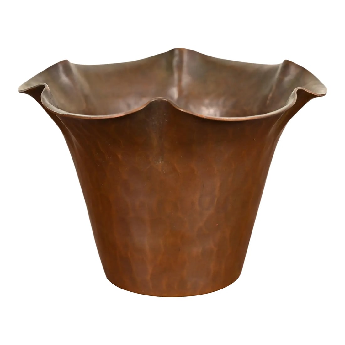 Roycroft Arts & Crafts Hammered Copper Vase With Scalloped Edge, Circa 1920s (1 of 9)