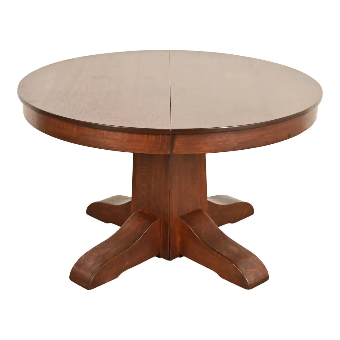 Gustav Stickley Style Antique Mission Oak Arts & Crafts Split Pedestal Extension Dining Table (1 of 10)