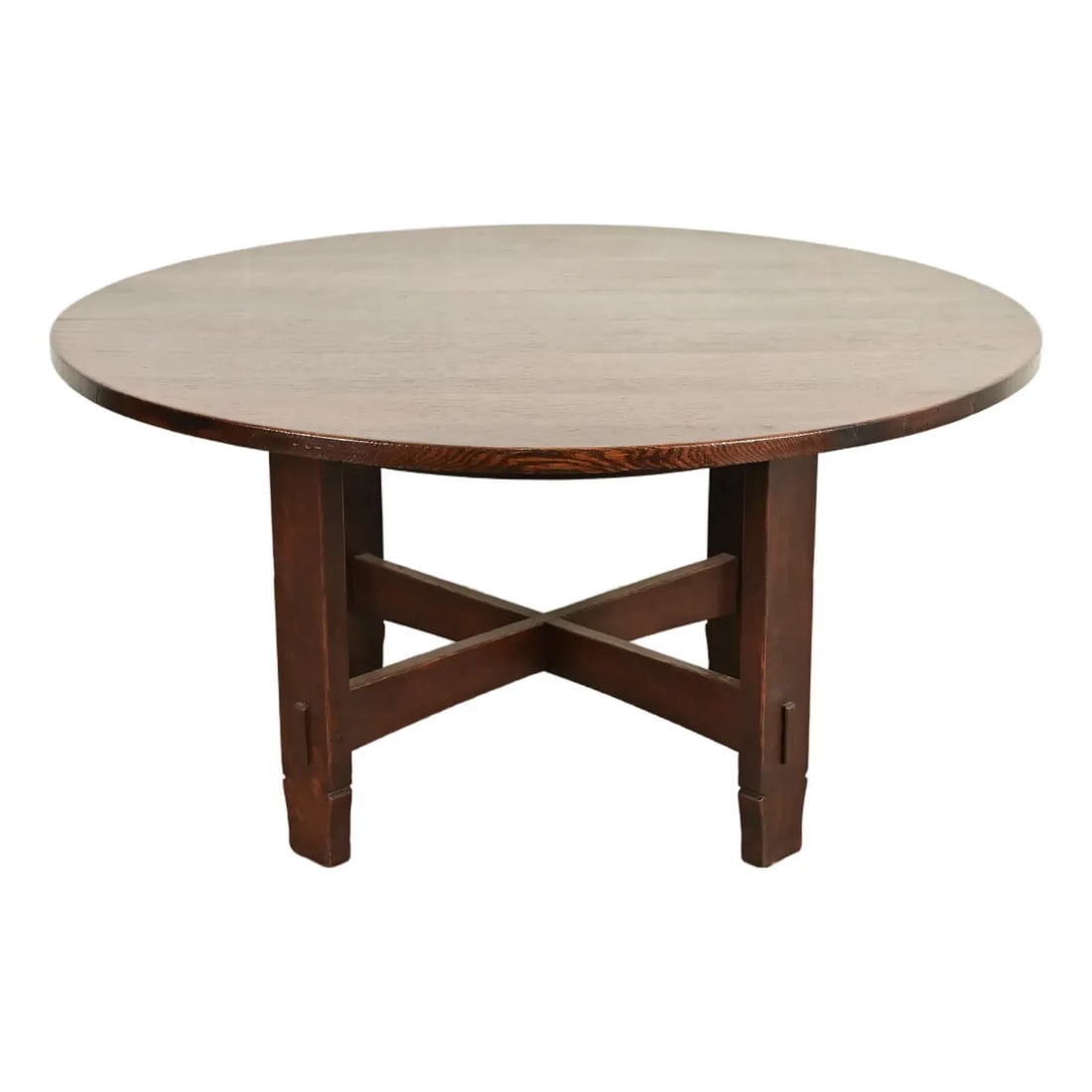 Early Gustav Stickley Antique Mission Oak Arts & Crafts Round Dining Table, Circa 1901 (1 of 9)